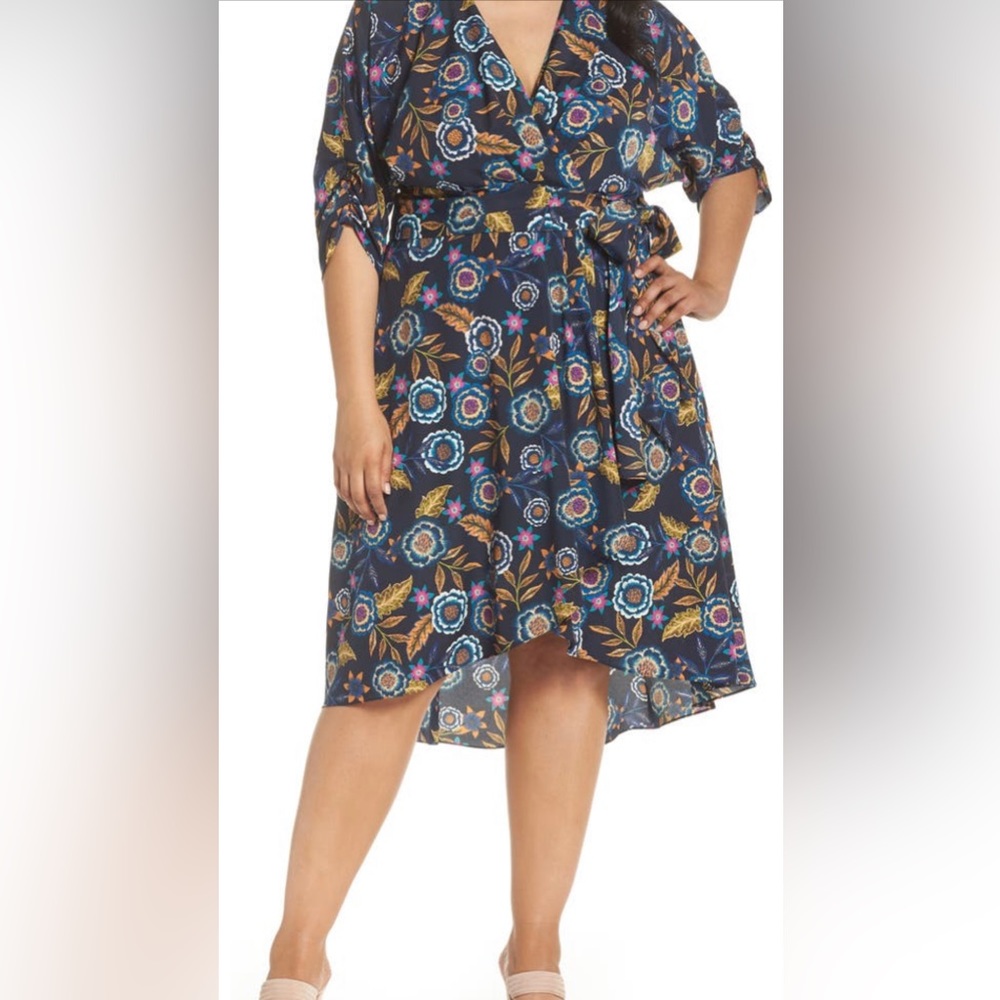 NWT Eliza J high/low faux wrap dress size 16W